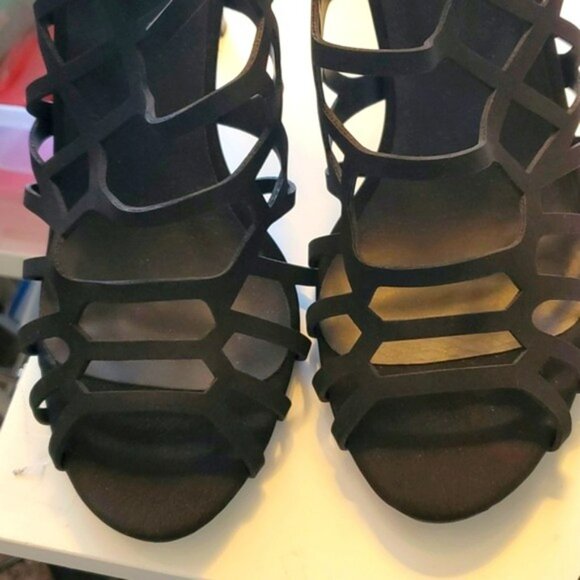 Breckelle's Spiked High Heels Black Size 10 Cut Out Ankle Buckle Prom Cocktail - Picture 15 of 16